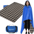DUKUSEEK Outdoor Stadium Blankets with Hood Fleece Blankets Quilted Extra Thick Fleece Warm Windproof Sandproof Includes Stuff Sack Shoulder Strap