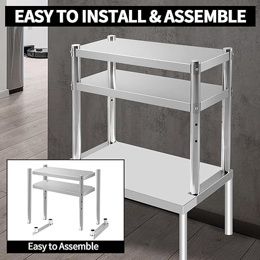 Stainless Steel Double Overshelf 12 X 30 Commercial Double Overshelf 2 Tier for Prep and Work Table in Kitchen Restaurant and Home
