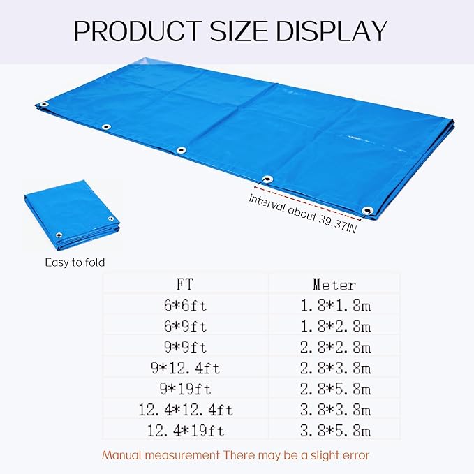 1 Pack Heavy Duty Waterproof Tarpaulin - Blue &amp Red Reinforced PE Tarp with Grommets10 Mil ThickUV Resistant Weatherproof Cover for Truck Camping &amp Construction (9 * 19FT)