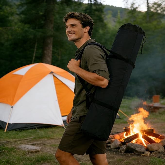900D Oxford 48 Extra-Long Camping Chair Bag with Foam-Padded Shoulder Straps &amp Adjustable Strap with Side-Release Buckles (2 Pack Black XL)