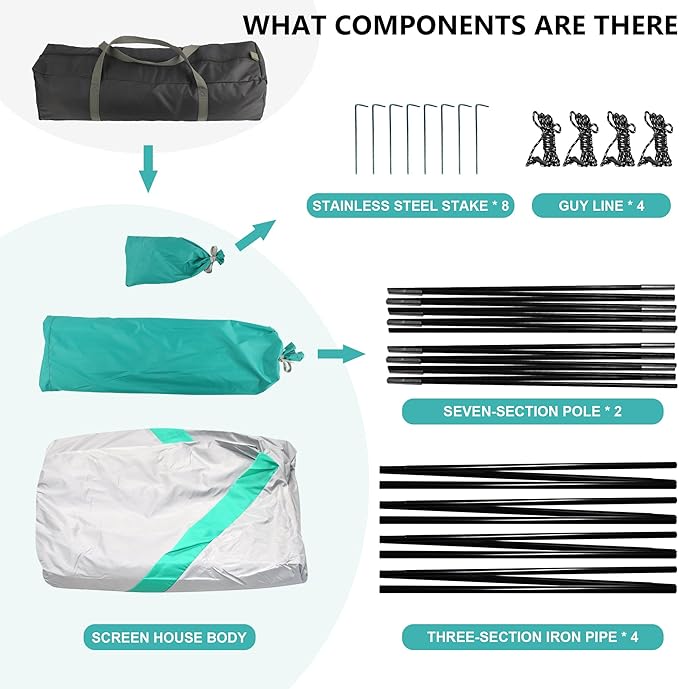 Screen House Room 11x11 Ft Mesh Net Tent Canopy Shelter Gazebo Easy Setup &amp Waterproof &amp Sunshade Suitable for Camping Trip Backyard Beach Picnic