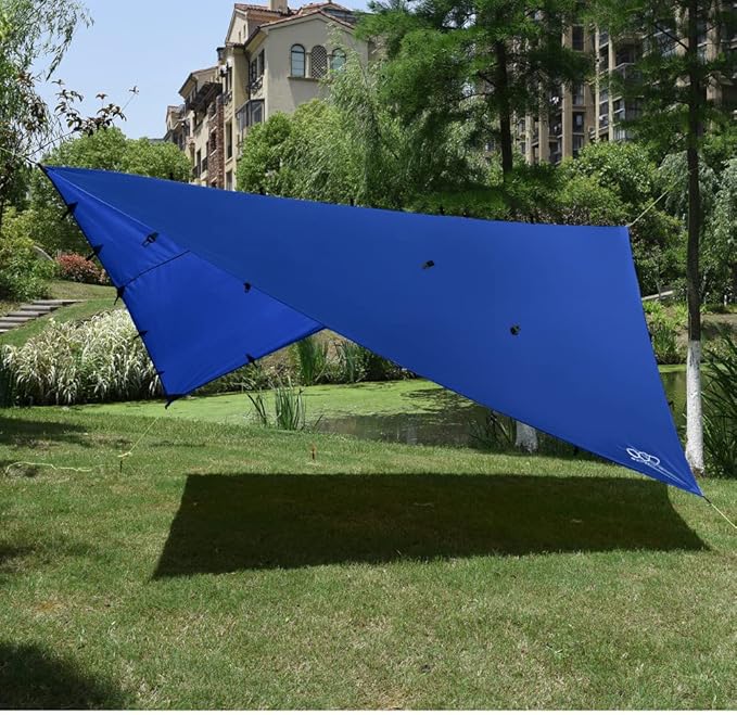 Gold Armour Rainfly Tarp Hammock Premium 14.7ft/12ft/10ft/8ft Rain Fly Cover Waterproof Ultralight Camping Shelter Canopy Survival Equipment Gear Camping Tent Accessories (Blue 12ft x 10ft)