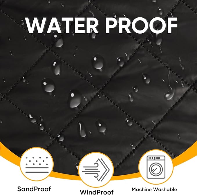 Northroad Waterproof Camping Blanket with Sherpa Lining Large Windproof Outdoor Blanket for Cold Weather Light Weight and Warm for Picnic Stadium Dog Concert 55x82 (Black 1PCS)