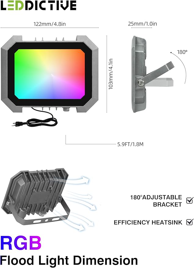 4 Pack RGB LED Flood Light 30W 300W Equivalent 3000 LM Outdoor Landscape Flood Lights with 4 Remote IP66 Waterproof Outdoor Light for Christmas Party Stage Uplight Wall Wash