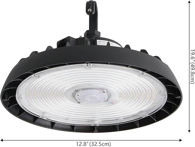 JONATHAN Y JYL9801A 12 in. 200-Watt Integrated LED High Bay Indoor/Outdoor UFO Light with 26000 Lumens 5000K Black