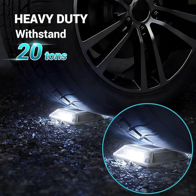 Solar Driveway Lights Outdoor 16 Pack IP68 LED Solar Powered Waterproof Driveway Marker Deck Dock Lights for Dock Step Pathway Walkway Sidewalk Garden Yard Stair Marine (White)