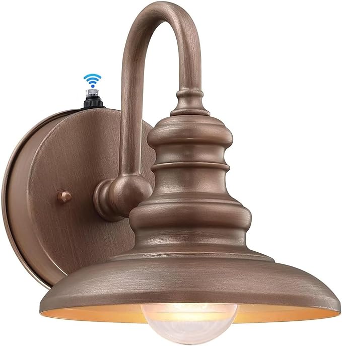 LONEDRUID Dusk to Dawn Sensor Outdoor Gooseneck Barn Light Fixtures Rustic Exterior Wall Sconce Lighting Waterproof Outside Porch Lantern Farmhouse Wall Mount Lamp for House Garage Patio