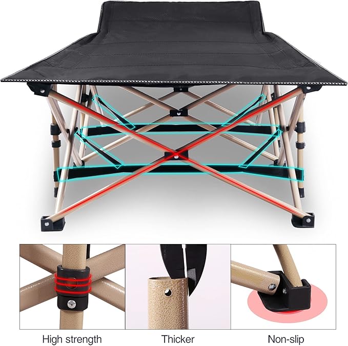 REDCAMP Folding Camping Cots for Adults Heavy Duty 28 Extra Wide Sturdy Portable Sleeping Cot Black 2-Pack