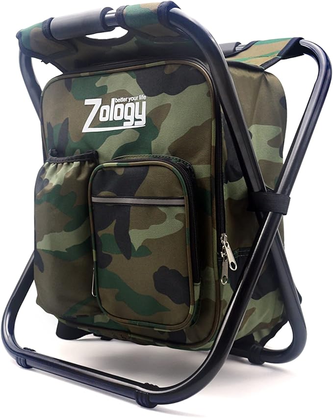 Folding Camping Chair Stool Backpack with Cooler Insulated Picnic Bag Hiking Camouflage Seat Table Bag Camping Gear Outdoor Fishing Hunting Gifts for Men