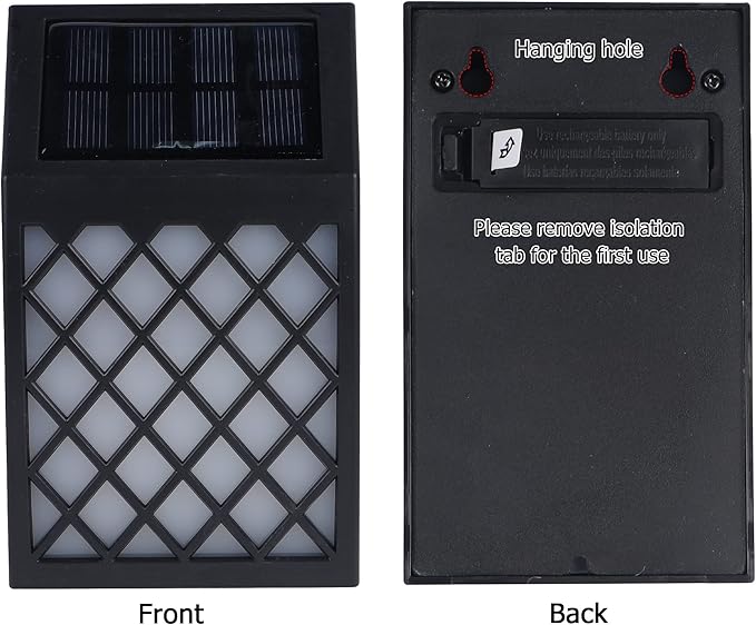 Dynaming Solar Flame Wall Lights Outdoor 8 Pack Solar Powered Wall Lights Flickering Flame Auto On/Off Wall Mounted Fence Deck Lights Lattice Decorative for Garage Garden Pathway Patio Porch Yard