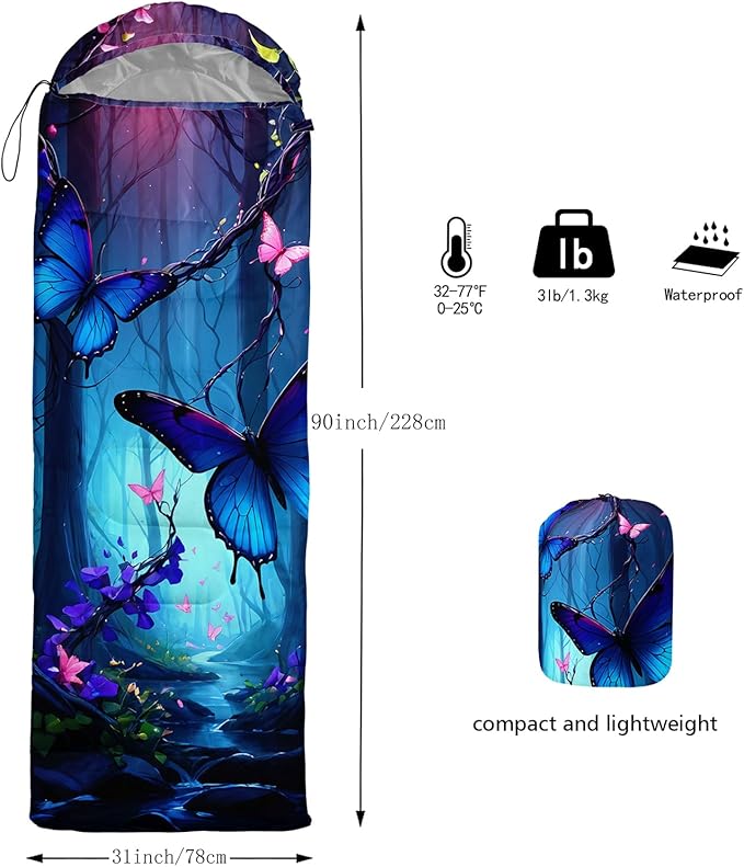 AILONEN Outer Space Astronaut Camping Sleeping BagsLightweight &amp Waterproof3 Season Warm &amp Cool WeatherCartoon Sleeping Bags for KidsBoys Girls TravellingOutdoors