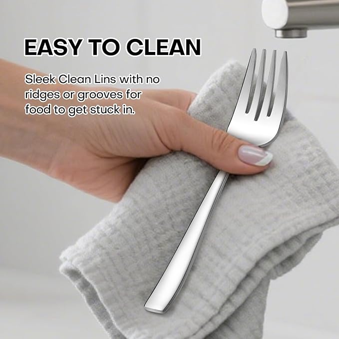 Lazycorner Silverware Set for 6 18/10 Stainless Steel Flatware Set 30-Piece Mirror Polished Modern Cutlery Set include Fork Knife Spoon Set(Dishwasher Safe)