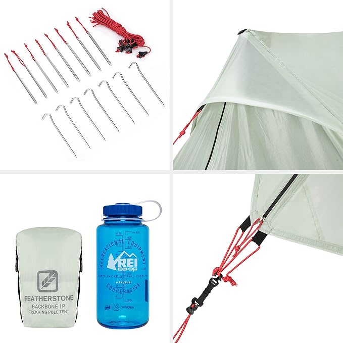 Featherstone Backbone Ultralight Tent for Backpacking Camping Thru Hiking - Trekking Pole Backpacking Tent - Waterproof Single-Wall Durable Shelter - Compact Light &amp Easy to Carry