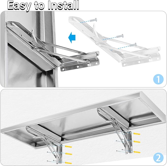 Folding Concession Shelf 36 x 18 Stainless Steel Drop Down Serving Food Shelf for Concession Windows