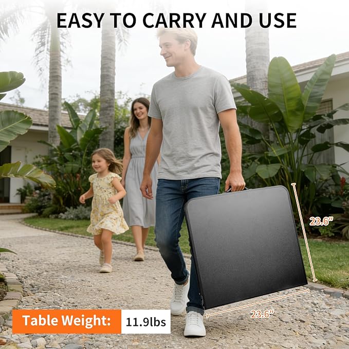 4FT x 2FT Folding Camping Table with Aluminum Alloy Legs Adjustable Height Portable Outdoor Picnic Table for Camping Travel Parties Kids Crafts and Market Vendor Use