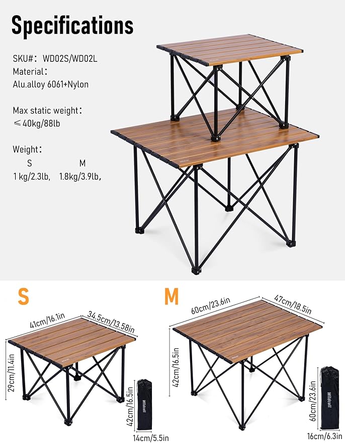 WildCall Ultralight Camping Table Compact Aluminum Folding Beach Table with Carry Bag for Outdoor Picnic BBQs and Cooking