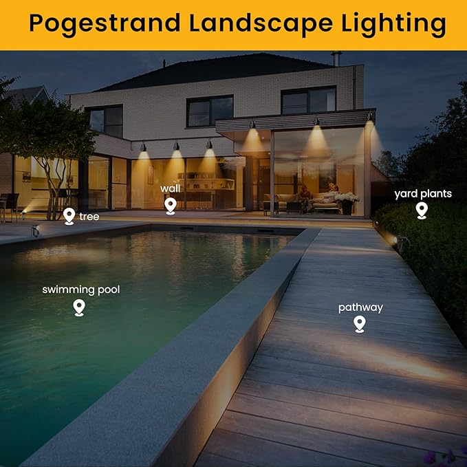 Low Voltage Landscape Lighting4 Pack Outdoor LED Landscape Spotlights with Transformer 27V Garden Lights Pathway Lights IP65 Waterproof 3000K Warm White