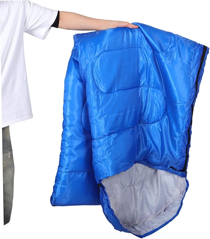 Outdoor for Adults Lightweight Warm Camping Bag with Hollow Cotton Filling Polyester for Backpacking Hiking and Outdoor Blue Envelope Design