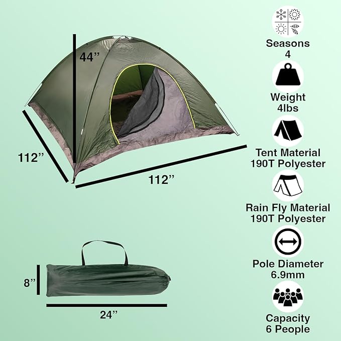 (5 Pack of) 5 to 6 Person Tent All Season Pop Up Waterproof for Camping Groups Immigrants Disaster Relief Homeless People Bulk Cold Weather Tents