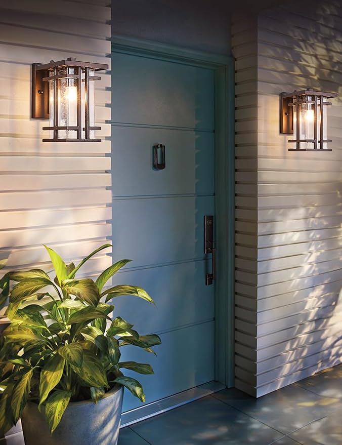 Retro Outdoor Wall Light Oil Rubbed Bronze Outside Wall Lamp with Seeded Glass Shade 10H Exterior Light Fixtures Wall Mount IP65 Waterproof Outdoor Porch House Lighting Exterior Wall Sconces E26