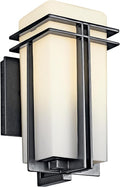 Kichler Tremillo 11.75 Outdoor Wall Lightin Black 1-Light Exterior Wall Sconce Porch Light with Satin Etched Cased Opal Glass (11.75 H x 5.75 W) 49200BK