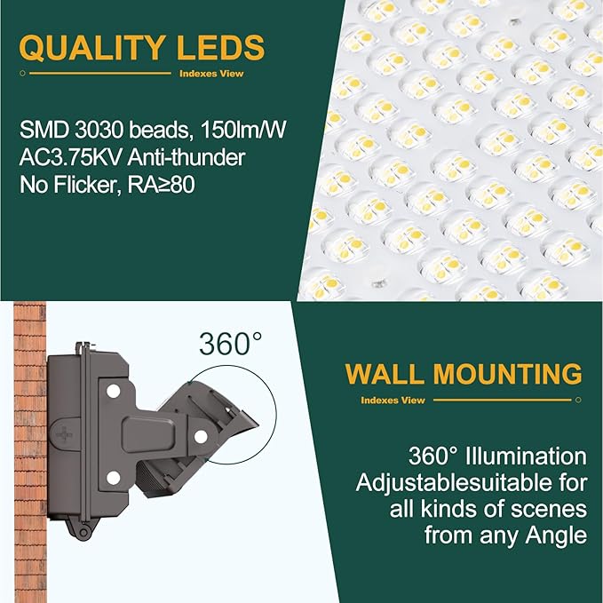 4Pack 120W LED Wall Pack Lights 360° Adjustable Panel with Dusk to Dawn Photocell 18000Lm 5000K Daylight IP65 Waterproof &amp Advanced Heat Dissipation Outdoor Security Lighting