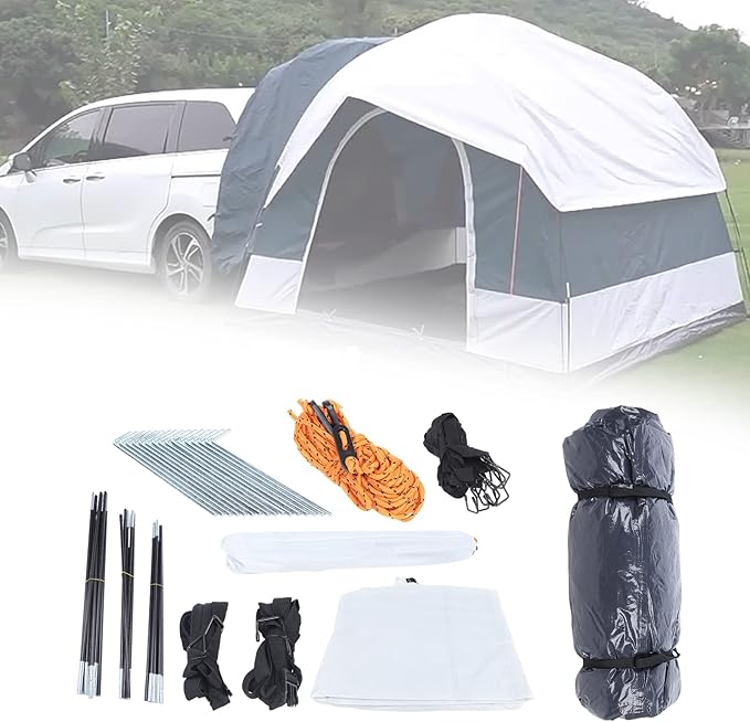 SUV Tent for Camping New Universal 4 Person Camping Tents Canopy Car Shelter Tent Double Layered Design Waterproof PU2000-3000mm Includes Rainfly and Storage Bag for Outdoor Travel