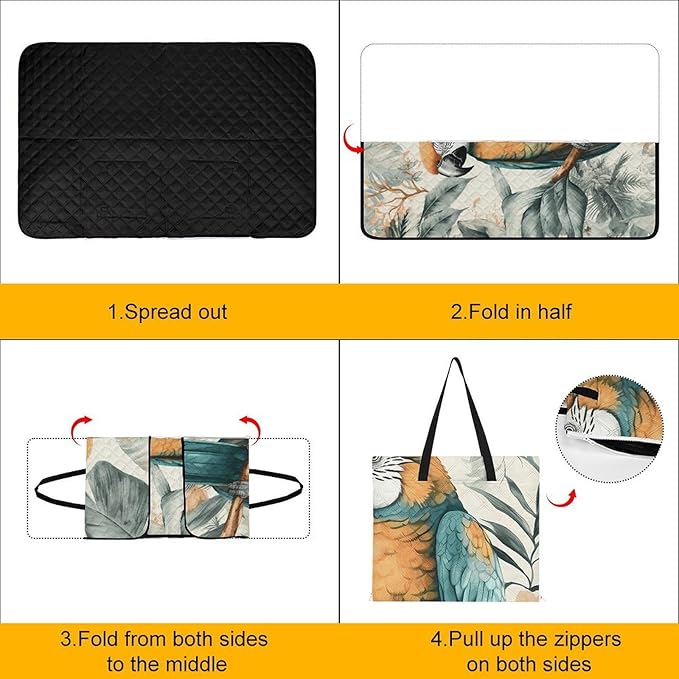 Zipper Birds in The Jungle Style Picnic Mat Suitable for Travel Camping Park Or Home Use