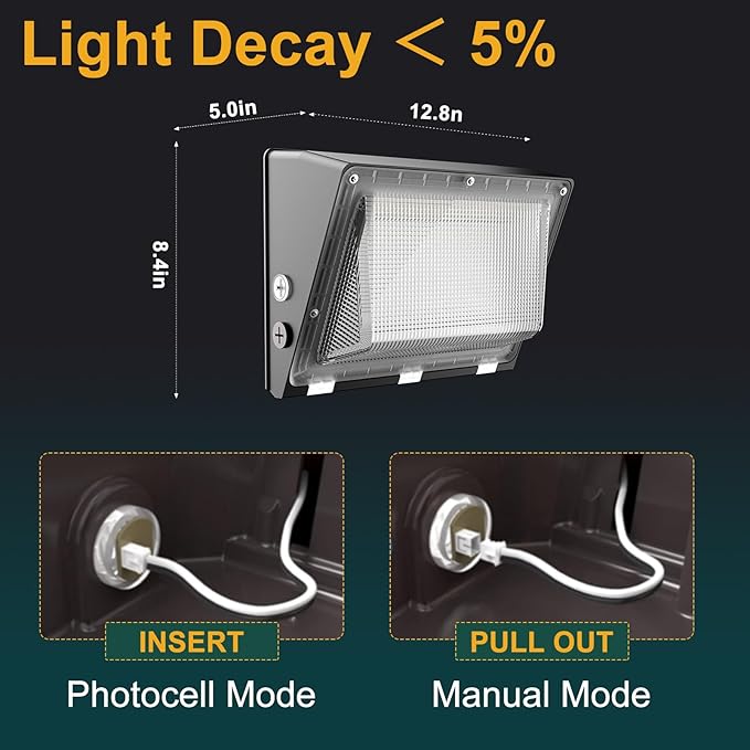 8Pack 250W LED Wall Pack Lights 100-277v Dusk to Dawn with Photocell 37500Lm 5000K IP65 Outdoor Security Lighting for WarehouseBuildingYardFactoryGarage ETL(Height:20~40ft)