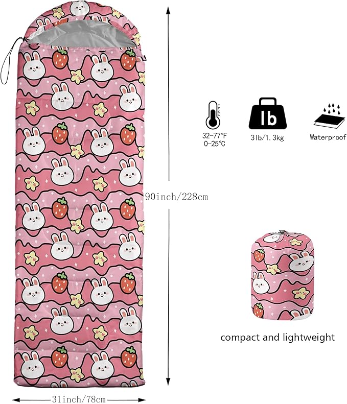 QOOMO Camping Sleeping Bags3 Season Warm &amp Cool WeatherLightweightWaterproof Sleeping Bags for Adults &amp KidsTravelingand OutdoorsCamping Gear Equipment