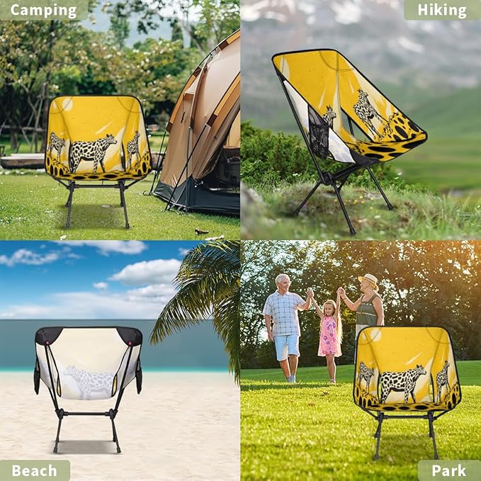 Animal Leopard Pattern Print Camping Chair Lightweight Portable Chairs for Adults Easy Installation Outdoor Foldable Camping Chair for Camping Fishing Hiking Picnic Beach