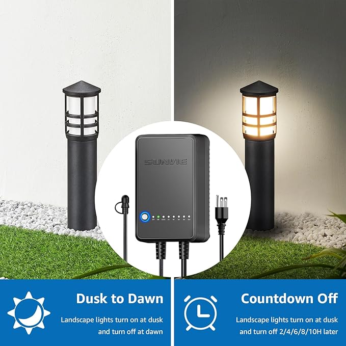 SUNVIE All-in-One LED Landscape Lighting Kit 8-Pack Low Voltage Pathway Lights with Transformer and 100FT 16/2 AWG Wire 3000K Waterproof Landscape Lights with Connectors for Walkway Garden Yard