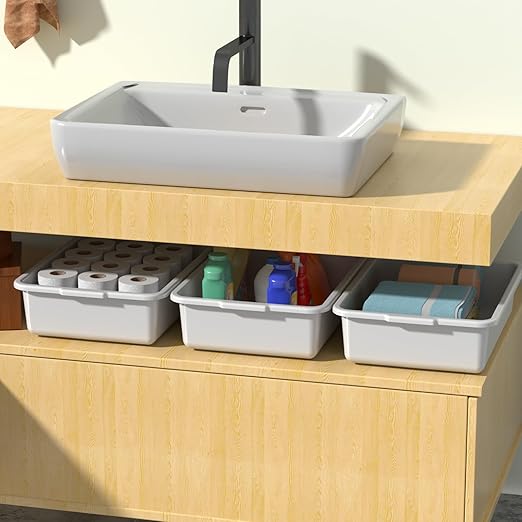 8 L Plastic Bus Tubs Commercial Bus Tub Tote Box Light Gray 5 Packs