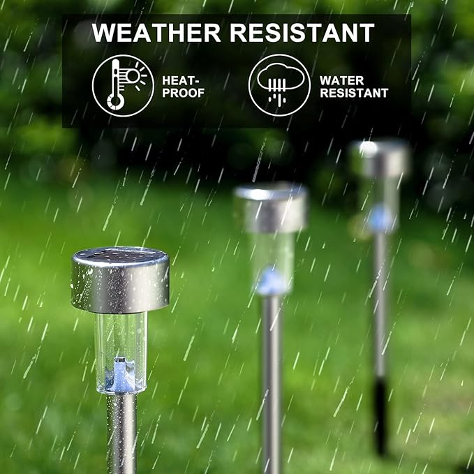 Dream Master Solar Lights Outdoor Waterproof Stainless Steel LED Landscape Lighting Solar Garden Lights Outdoor Decorations for Yard Pathway Walkway Patio Lawn - 12 Pack(Warm White)