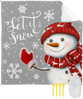 Beach Blanket Waterproof Sandproof Christmas Snowman Snowflake on Gray Quick Drying Beach Mat with 4 Stakes Winter White Snow Seamless Lightweight Picnic Blanket for Travel Camping 118x108