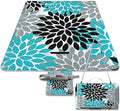 Dahlia Pinnata Flower Floral Blue White Waterproof Outdoor Picnic Blanket Sandproof Beach Mat for Camping Hiking Grass Travelling