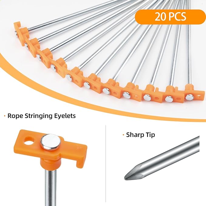 20 Pcs Tent Stakes with Camping HammersAvoforest 7.1 Inch Non-Rust Metal Tent Pegs + Portable Tent Stakes Hammers Ground Stakes and Tent Accessories Camping with Storage BagGardenHiking