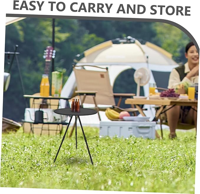 Compact Round Folding Table Adjustable Height Lightweight Portable Camping and Picnic Table Foldable Small Coffee for Outdoor Use Versatile for BBQ Festivals and Home Use