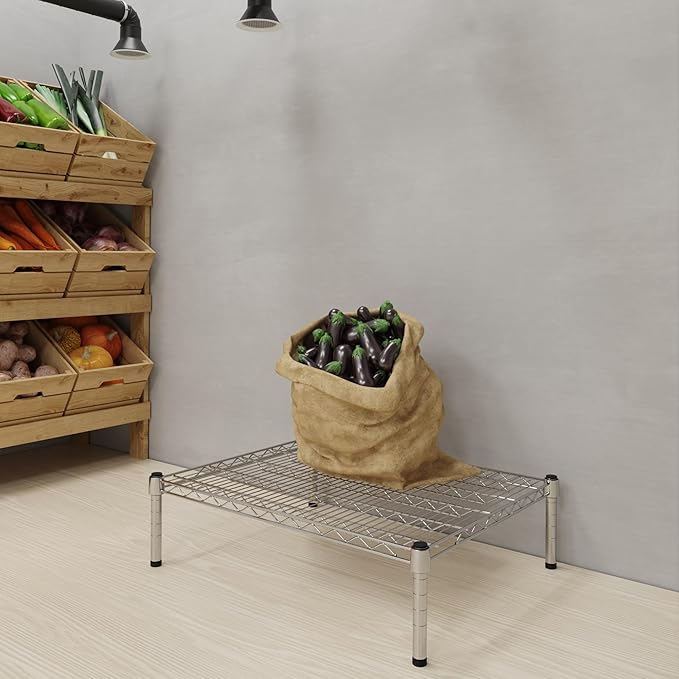 24''W x 30''L x 8''H Chrome Plated Wire Dunnage Rack | Off The Floor Storage