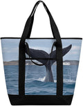 Insulated Shopping BagLarge Reusable Cooler Bags Whale Tail Printed Foldable Shopping BagTravel Waterproof Shoulder Bag