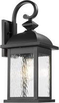 FEMILA 21 Outdoor Wall Light Fixture Rust-Proof Waterproof Outdoor Wall Light Ideal for Porch Patio EntrywayGarage with Water Ripple Glass 4FD54B2 BK-WP