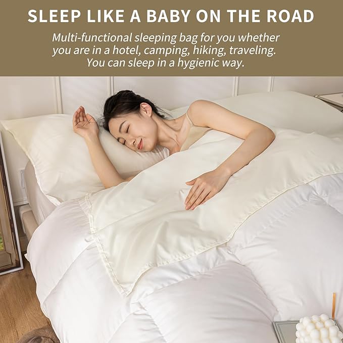 Sleeping Bag Liner Sleep Sack Travel Washed Cotton Sheets for Hotel Bags for Adults Liners Lightweight Single &amp Double Camping Sleeping Inner Hostel Fresh Back Hiking Bed