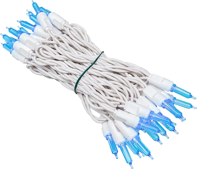 Novelty Lights Vintage Style T5 Blue LED Christmas Lights 11.5 Feet White Wire String of 35 Mini Bulbs UL Listed Indoor/Outdoor Tree Lighting