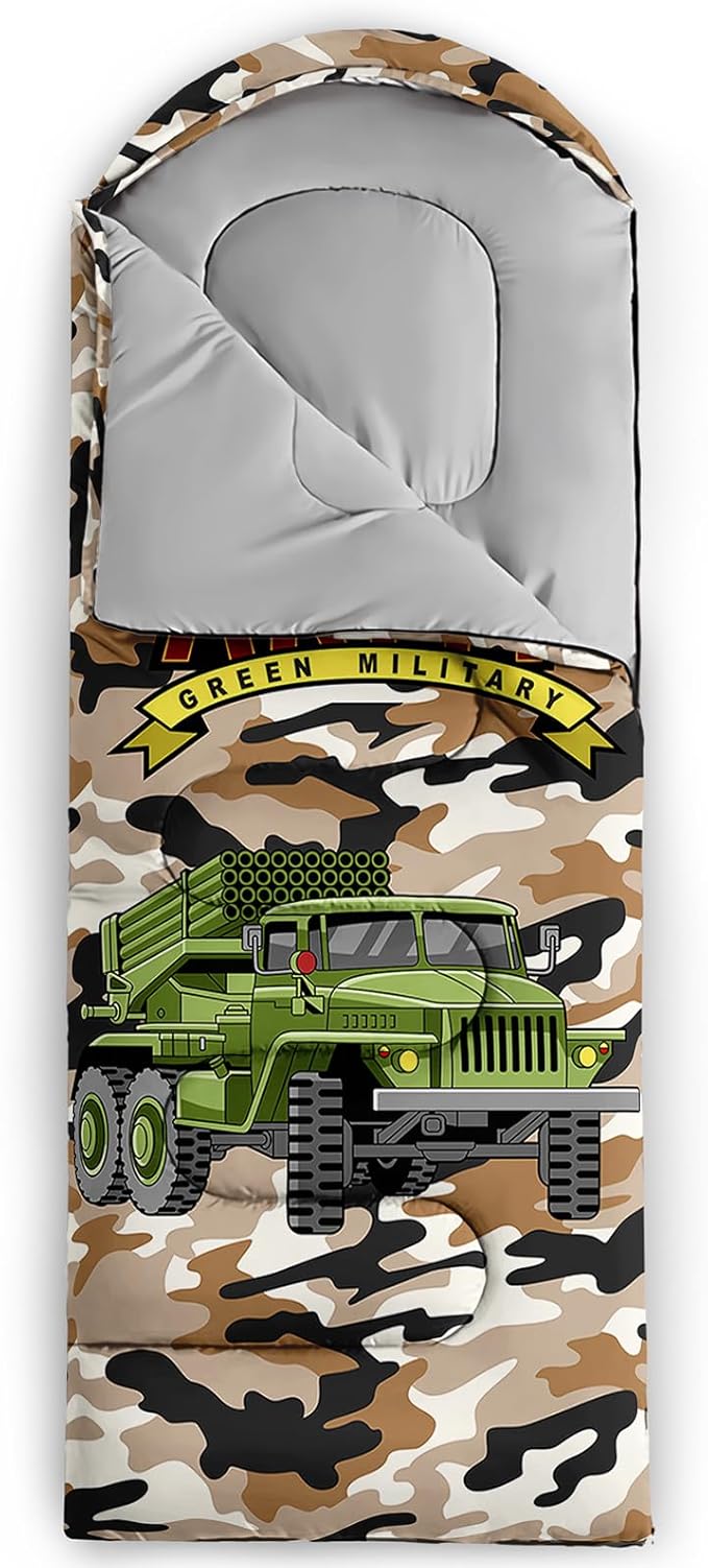 AILONEN Cartoon Car Sleeping BagsLightweight &amp Waterproof3 Season Warm &amp Cool WeatherCute Stars Printed Vehicles Transportation Sleeping Bags for BoysKidsAdults TravellingOutdoors