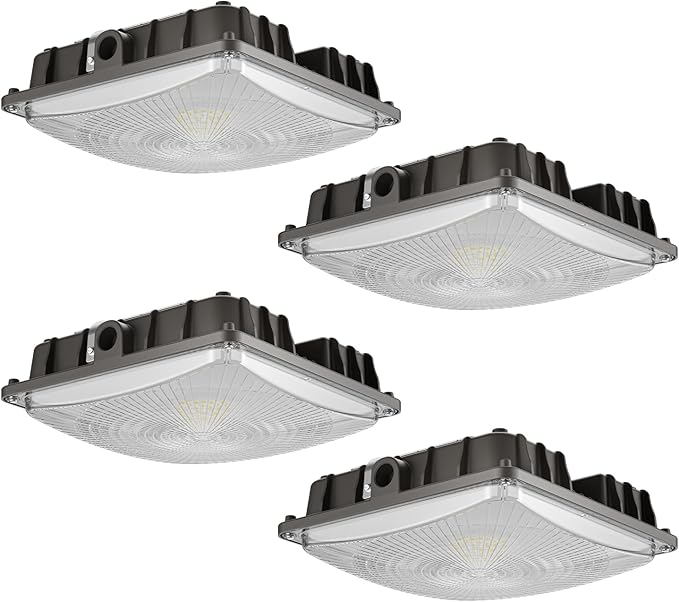 LED Canopy Lights 40W 5600LM 5000K 0-10V Dimmable 120-277VAC IP65 Waterproof UL Listed Commercial LED Canopy Lights Outdoor for Gas Station Carport Parking Garage Warehouse 4 Pack