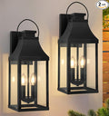 tewei 2-Pack Outdoor Wall Lights 20'' Porch Light Outdoor Wall Sconce Lantern Modern Black Exterior Lighting Fixture Wall Mount Outside Light for House Garage