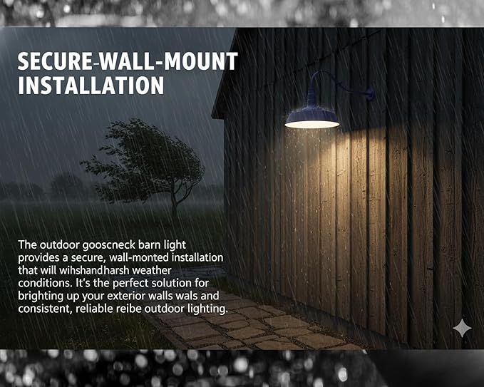 AGB101-AS18-BLUE Gooseneck Barn Light - Blue Outdoor Dome with Incandescent Downlight | Wall-Mount Fixture for Patios Gardens Pathways and Large Outdoor Living Spaces