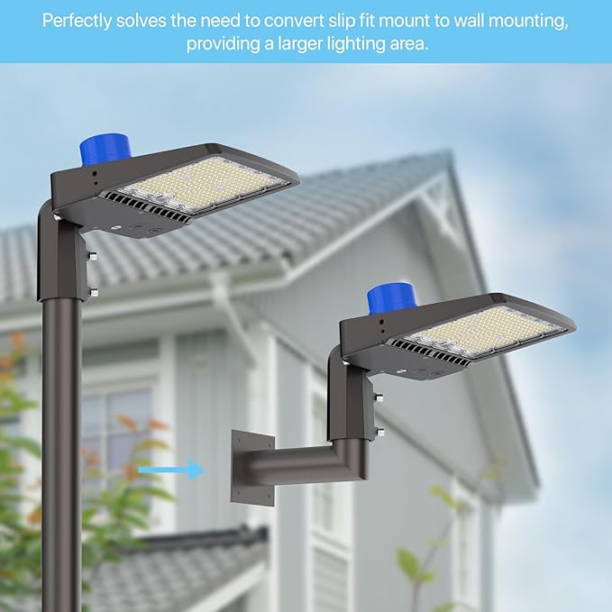 HYPERLITE Wall Mount Bracket: 90 Degree for Parking Lot Light - L Shape Bracket for 2 3/8 inch Slip Fit Lights Lighting Mounting Bracket Extension Pole for LED Shoebox Area Lights Street Pole Light