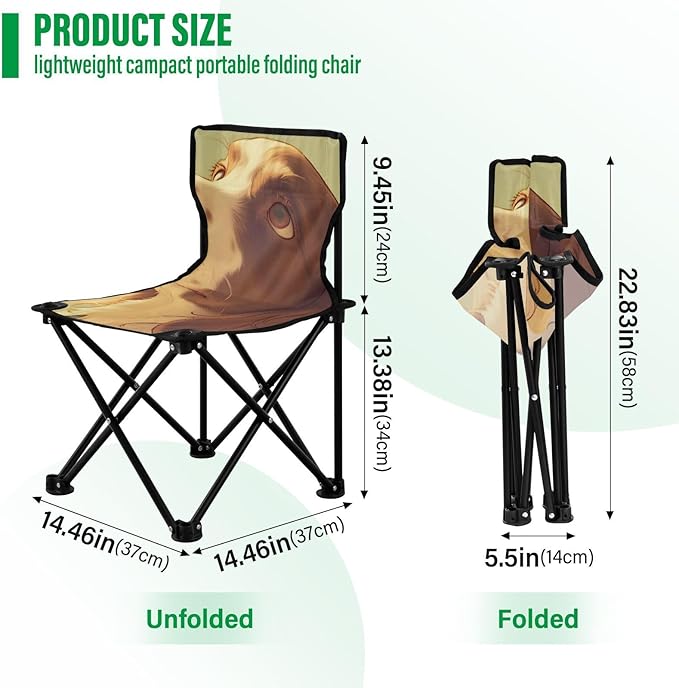 Confused Dog Portable Camping Chairs Folding Chair - Durable Oxford Fabric Lightweight Iron Frame Easy Fold Design - Ideal for Outdoor Activities Camping Fishing and Travel
