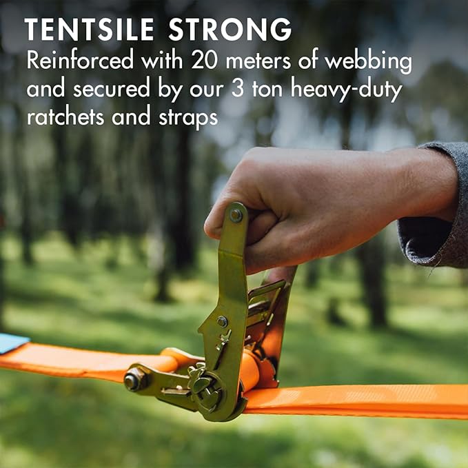 Tentsile Trillium Giant Hammock The Original Tree Tent Company 6 Adult Capacity Anti-Roll Central Hatch Ratches and Straps Included Designed in The UK (6 Person Black Mesh)